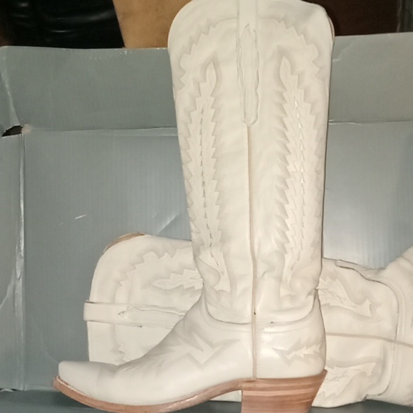 Lucchese woman's cowgirl boots 10.5B tan Priscilla - Picture 2 of 4